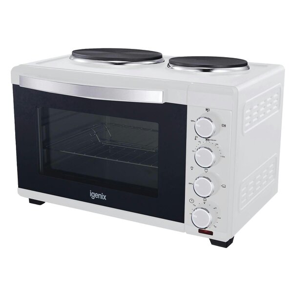 igenix 48L Mini Oven with Hotplates, White