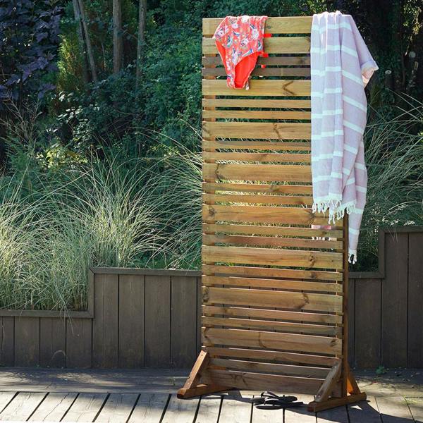 Cerland Lign Z Wooden Privacy Screen 1.8m Modern Slatted Outdoor Timber Panel