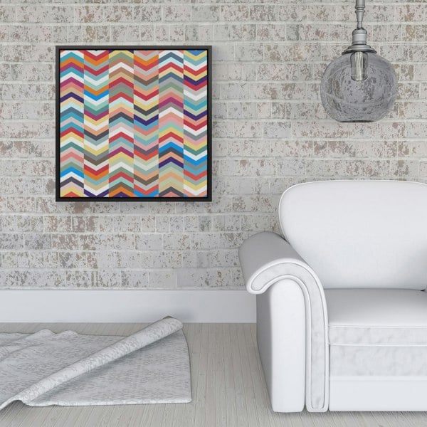 Warren Reed Geometric Multi Colored Chevron Pattern Framed Canvas