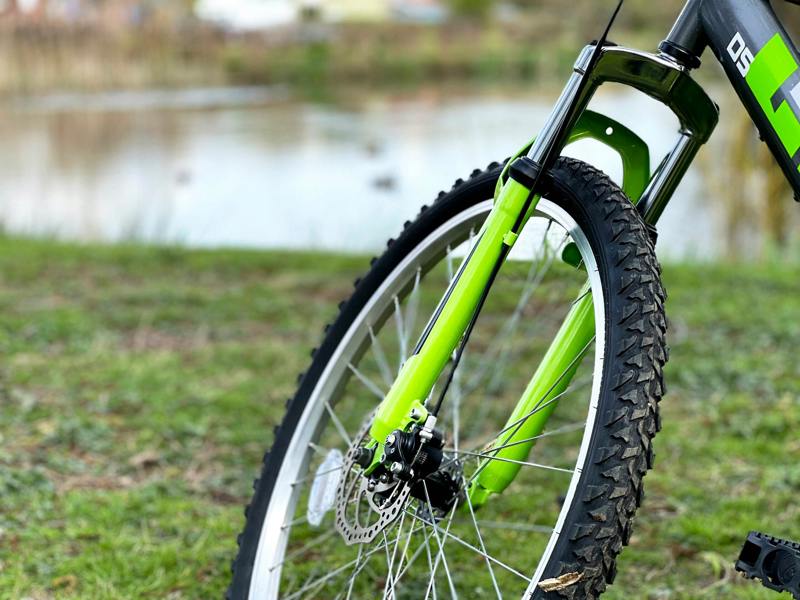Basis Bikes Basis Link DS Full Suspension Mountain Bike, 26" Wheel - Graphite/Lime