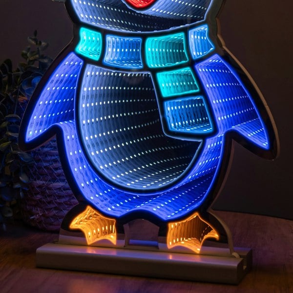 Samuel Alexander 40cm Light up Penguin Infinity Christmas Decoration with Blue and White LEDs
