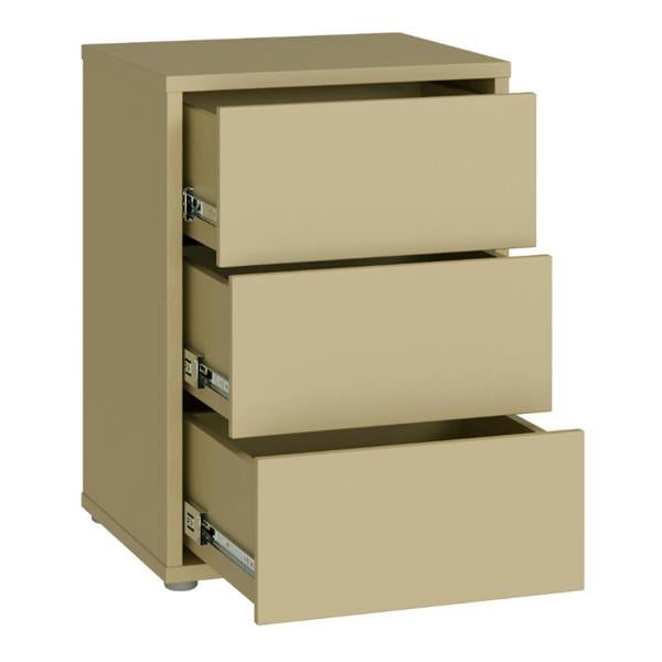 Furniture To Go Alice Springs Bedside Cabinet with 3 Drawers Push-to-Open in Butter Yellow