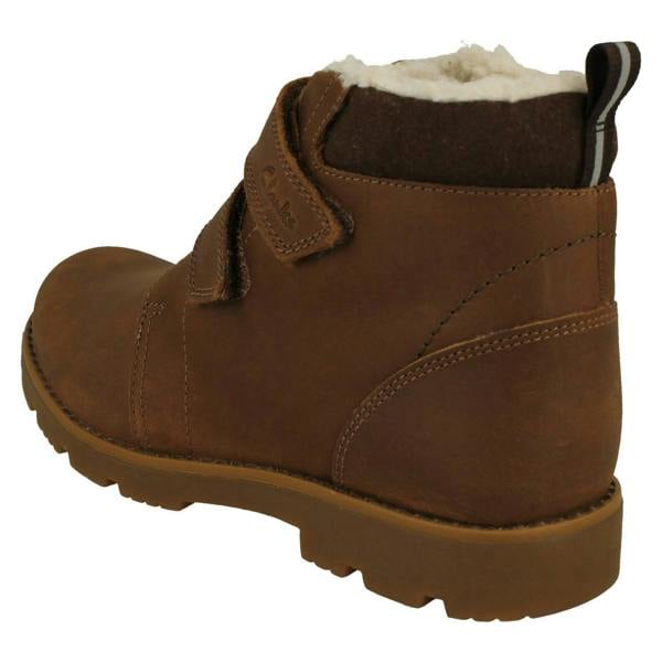 Clarks Boys Clarks Warm Lined Hook & Loop Fastening Ankle Boots Heath Snug