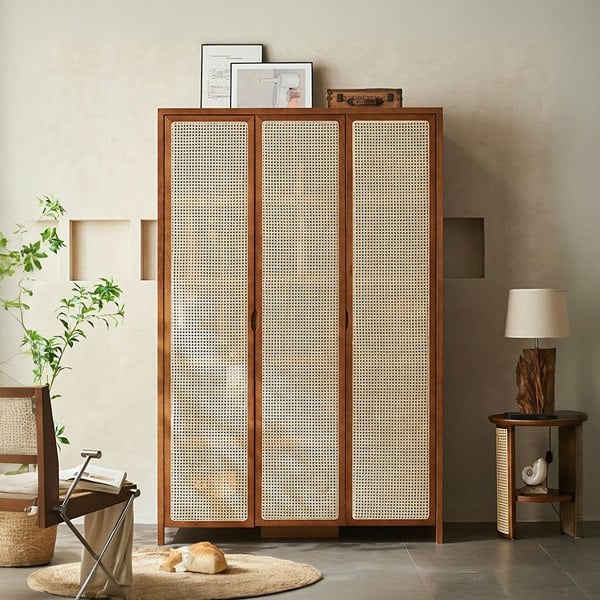 Cameron Rattan Wardrobe, Solid Wood-Rit Concept-Rit Concept