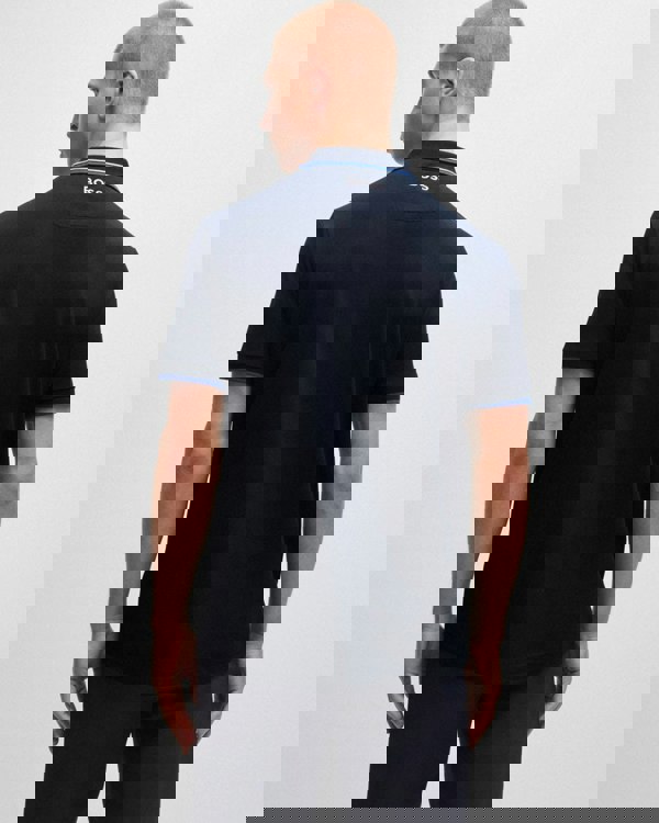 BOSS Green Paddy Pro Mens Cotton Blend Polo Shirt With Contrast Logos NOS - Dark Blue 402