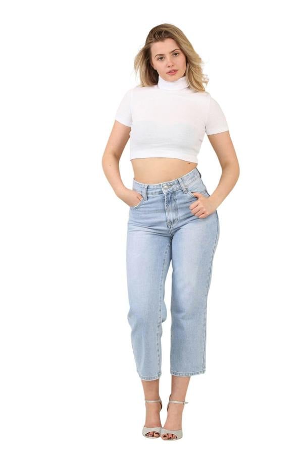 High-Waisted Mid Wash Cropped Jeans