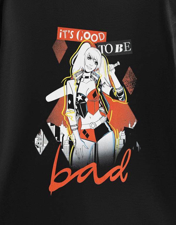 DC Comics Harley Quinn Unisex Black Its Good To Be Bad Short Sleeved T-Shirt