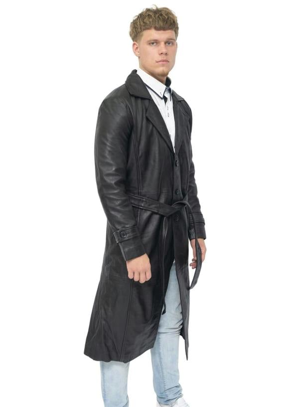Infinity Leather Mens Leather Full Length Trench Coat-Appleton