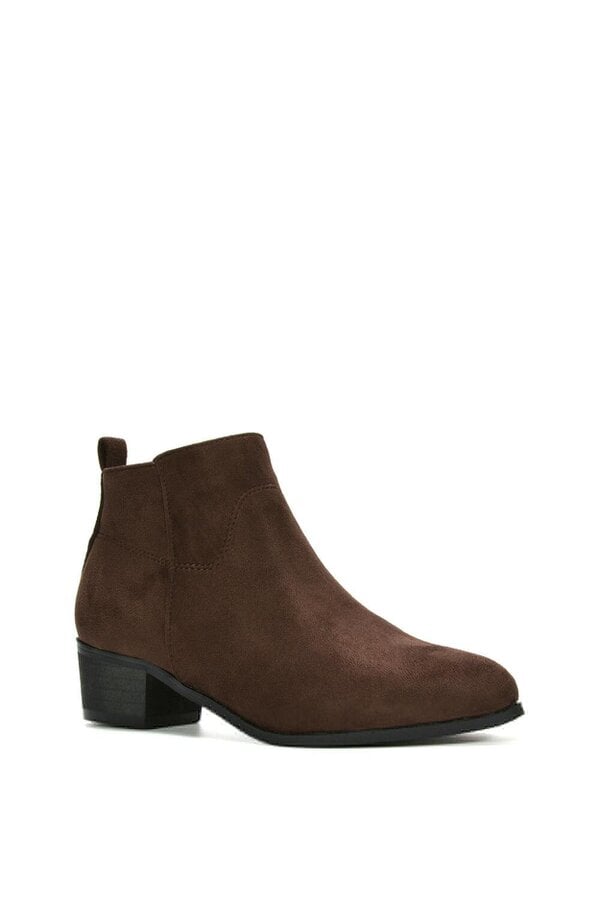 XY LONDON Zip Up Cowboy Ankle Boots With Low Block Heel