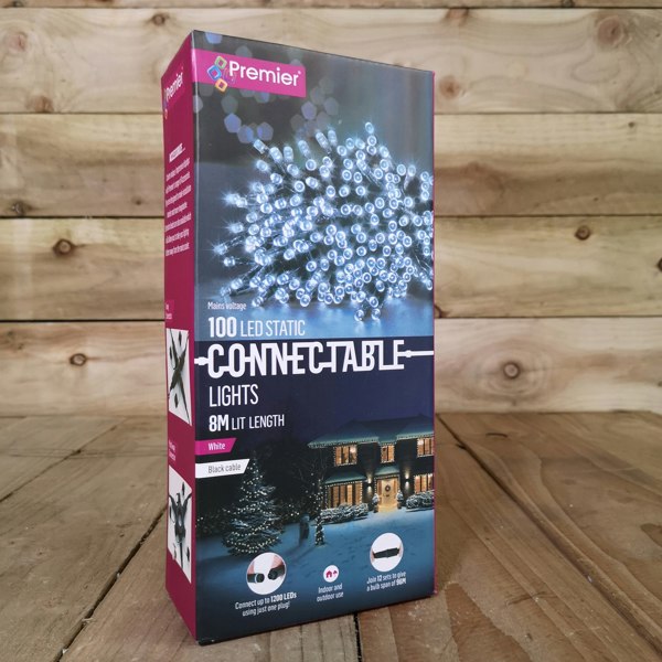 Samuel Alexander 100 LED 8m Premier Christmas Connectable Outdoor Static Lights in Cool White