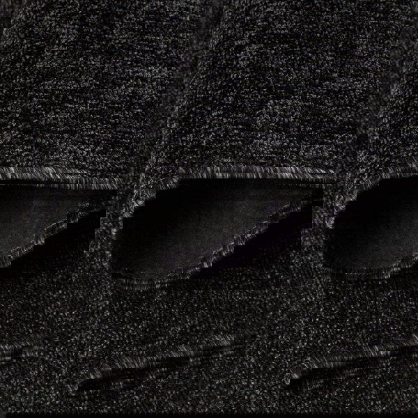 Dark Grey Low Pile Area Rug Plain Design