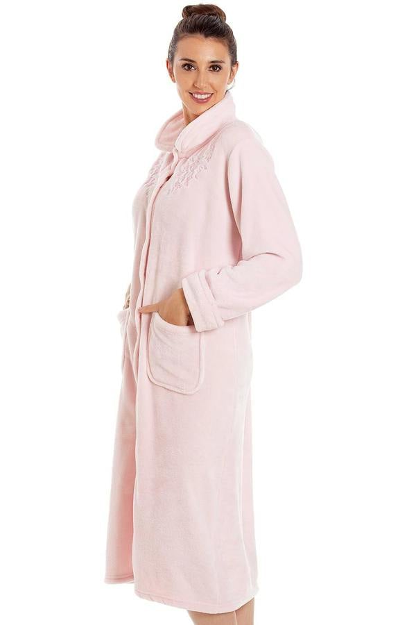 Camille Womens Super Soft Floral Print Button Up Housecoats