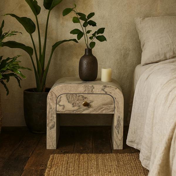 Wyld Haus Eguisheim Marble Effect Bedside Tables