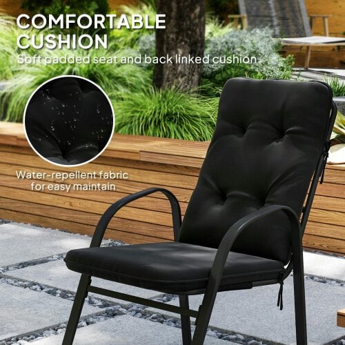 Wyld Haus Sahale 6 Seater Black Garden Dining Set with Padded Tufted Cushions
