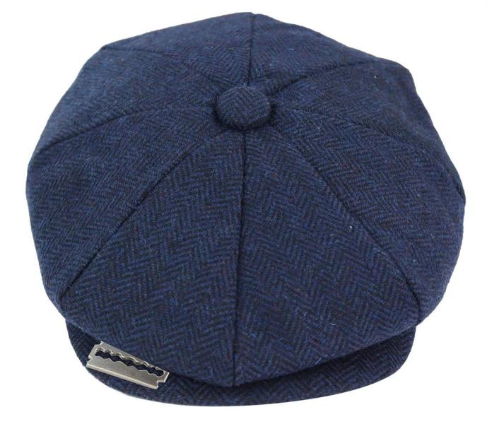 TruClothing Mens Peaky Blinders Tweed Gatsby Flat Baker Hat With Razor Blade