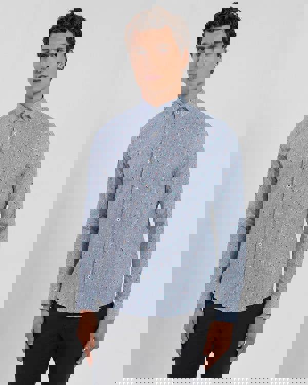 Steel & Jelly Mini Paisley Print Long Sleeve Stretch Shirt