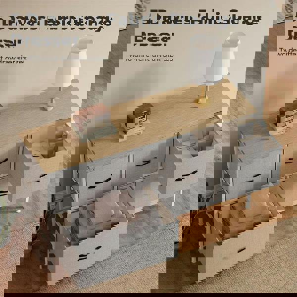 Levede Fabric Chest of Drawers 5 Drawer Dresser Bedside Storage Organizer Unit