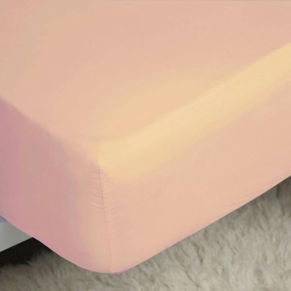 Belledorm 200 Thread Count Cotton Percale Deep Fitted Sheet - Pink - 