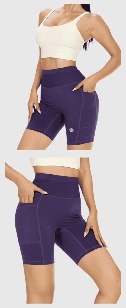 Anniou UPF 50+ Compression Sports Shorts - purple