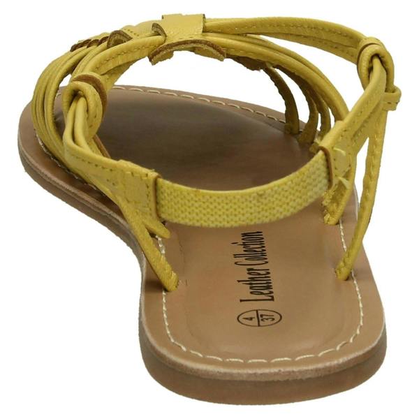 Leather Collection Ladies Leather Collection Flat Strappy Sandals F00159