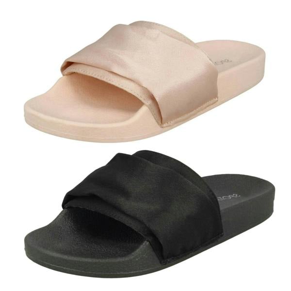 Spot On Ladies Spot On Satin Slider Mules
