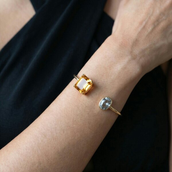 Uchi & Soto Shikaku Square Stones Open Bangle