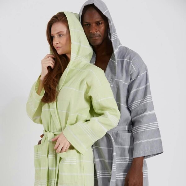 Cotton and Olive SET: Tassel Unisex Hammam Robe + Bath Sheet Set