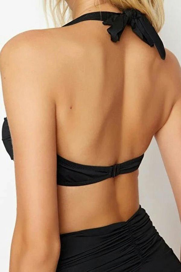 WOVCOR Ruched Bralette Covered Bikini Top