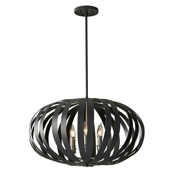 6 Bulb Chandelier Hanging Pendant LIght Textured Black LED E14 40W Bulb Loops