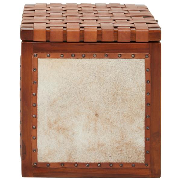 Fifty Five South Kendari Hair on Leather Storage Stool