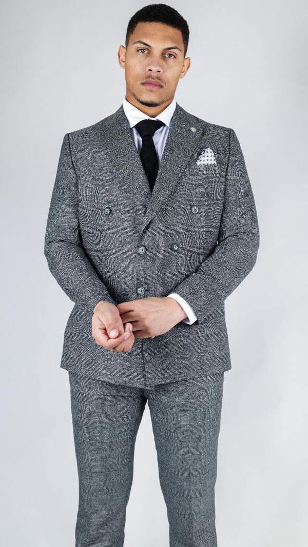 TruClothing Men's Classic Grey Double Breasted 2-Piece Suit