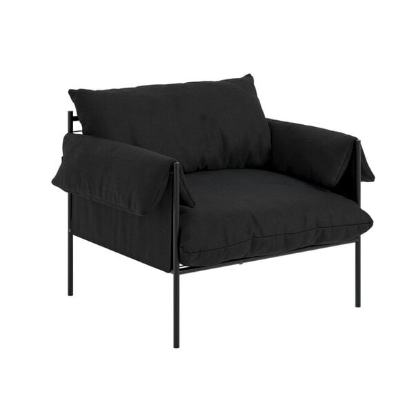 Wyld Haus Wardour Minimalist Black Houseweave  Armchair Metal Legs