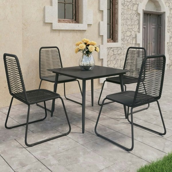Berkfield 5 Piece Garden Dining Set PVC Rattan Black