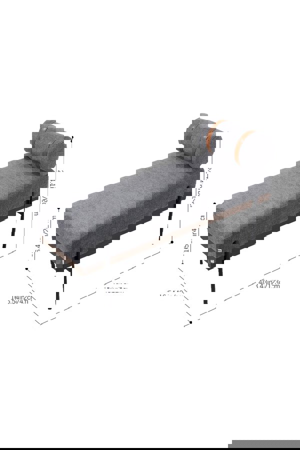 Living and Home Dark Grey Upholstered Bench with a Removable Pillow