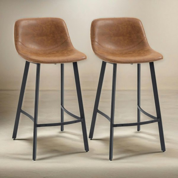 Rafaelo Mobilia Set of 2 Industrial Brown Bar Stools