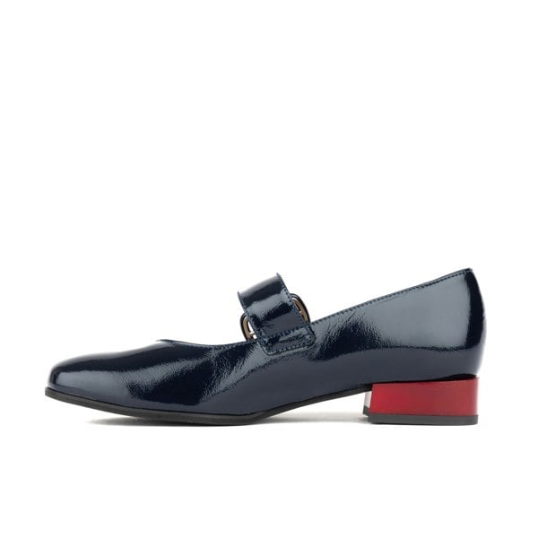 Embassy London Bliss - Navy - Women's block heel square toe patent leather Mary-Jane