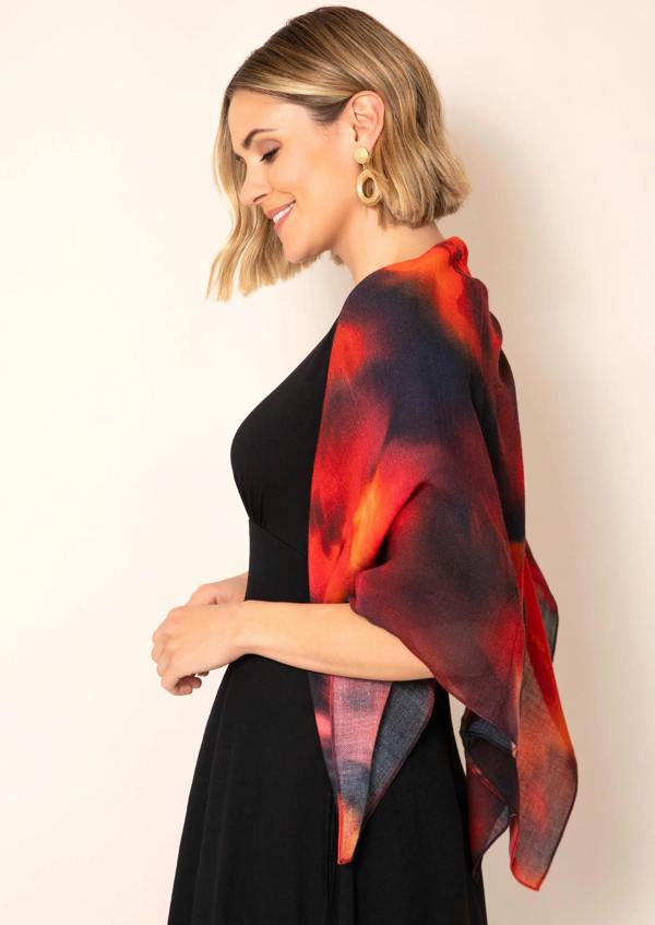 Alie Street London Minerva Silk Wool Scarf (Midnight Ember)