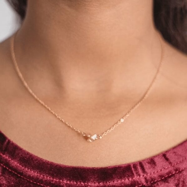 The Colourful Aura Gold Pink Single Crystal Citrine Quartz Stone Pendant Dainty Necklace - White - White
