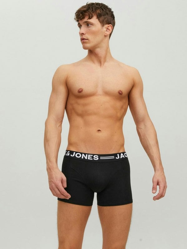 Jack & Jones SENSE 3 Pack Trunks Mens Black