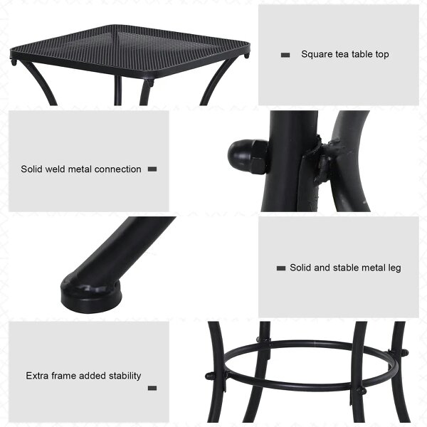 Wyld Haus Aritte Metal Black Square Outdoor Bistro Table 45 x 45 x 50cm
