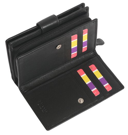 SADDLER GEORGIE Leather Double-Sided Purse - 13 Card Slots, Generous Space for Notes and Coins - RFID Protected