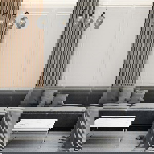 Milagro Omega Hand Made Linear Pendant Lamp With Elegant Smoked Glass Spheres Quality Matt Black Fittings With Gold Detail