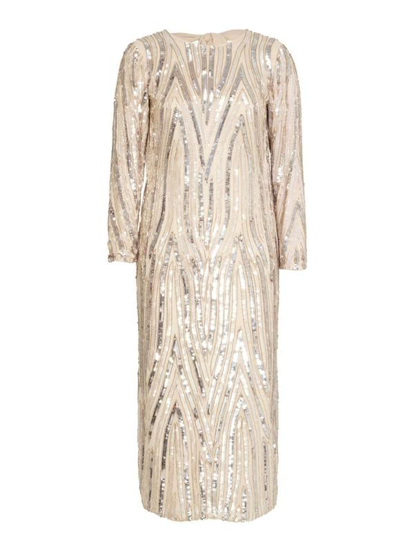 Rose & Nancy Ivory Pearl Beaded Midi Dress