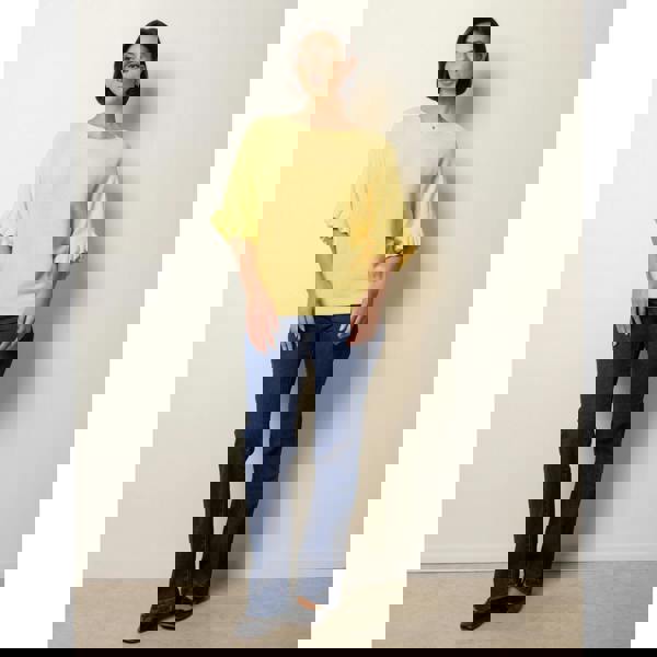 Blue Vanilla Knitted Frill Sleeve Batwing Jumper - Light Yellow