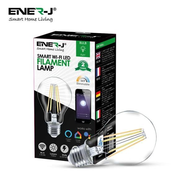 ENER-J ENERJ Smart WiFi Filament Bulbs 6.5W E27 LED, CCT Colour Changing, Dimmable, App & Voice Control | Single pack