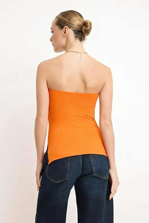 WOVCOR Strapless Knitted Blouse with Ruched Detail