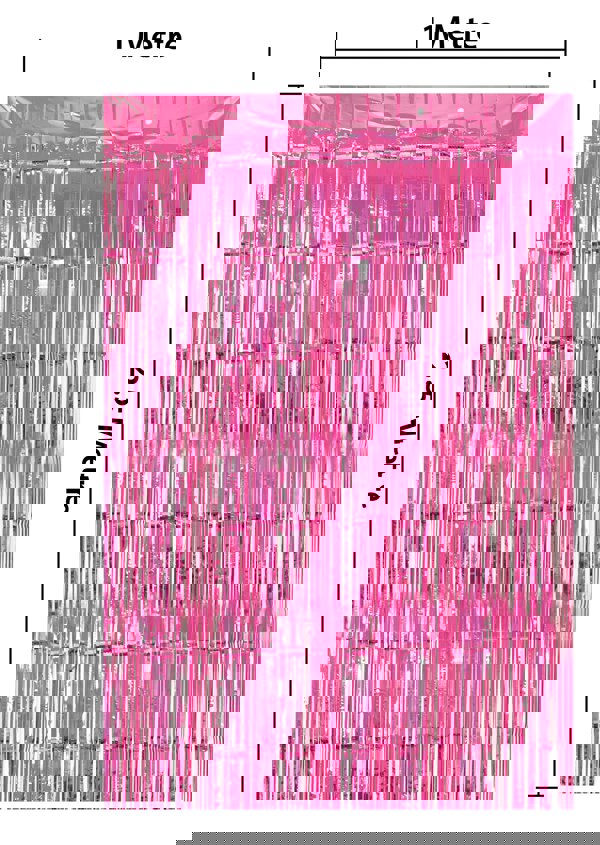 Cheetah Metallic Tinsel Curtain, 2.5M x 1M Pink