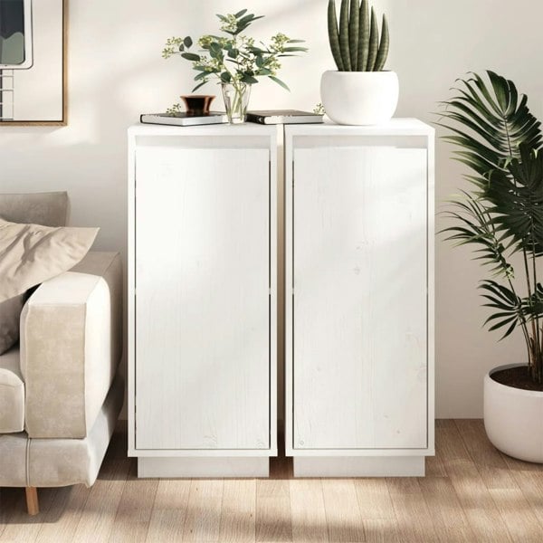 Berkfield Sideboards 2 pcs White 31.5x34x75 cm Solid Wood Pine