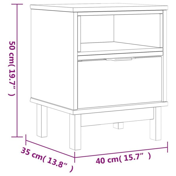 Berkfield Bedside Cabinet "FLAM" 40x35x50 cm Solid Wood Pine