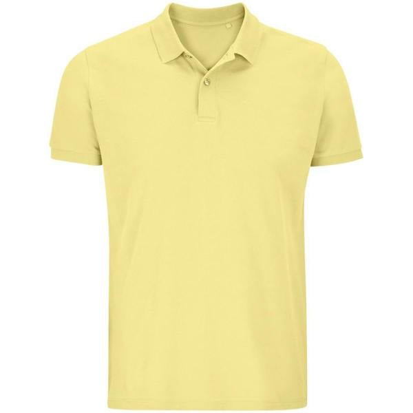 SOLS Mens Planet Piqué Organic Polo Shirt - Light Yellow